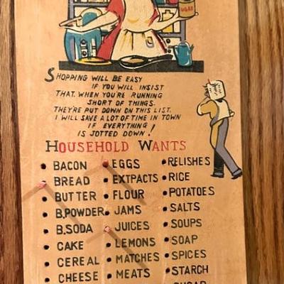 Vintage grocery list