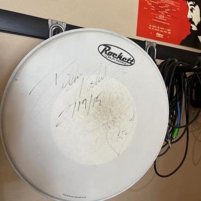 Signed drum skin from Rockett Drum Co.