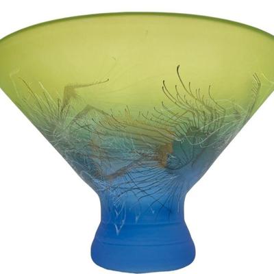 Post Modern Hand Painted Art Glass Vase