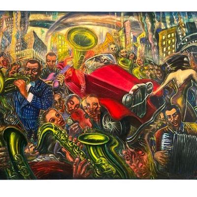 ALEJANDRO ROMERO Jazz Scene Oil on Canvas