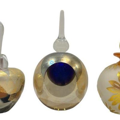 Three Post Modern Art Glass Perfume Bottles, FUJIMOTO, CORREIA