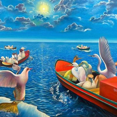 HERMEL QUEZADA "They Look For a Better Place" Acrylic on Canvas