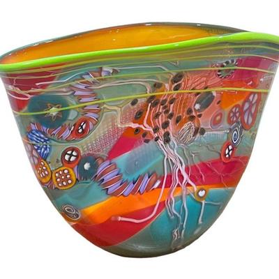 WES HUNTING Millefiori Art Glass Vase