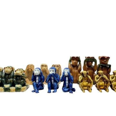 Five Large Three Wise Monkey Figurine Sets, MARSHALL FIELDS