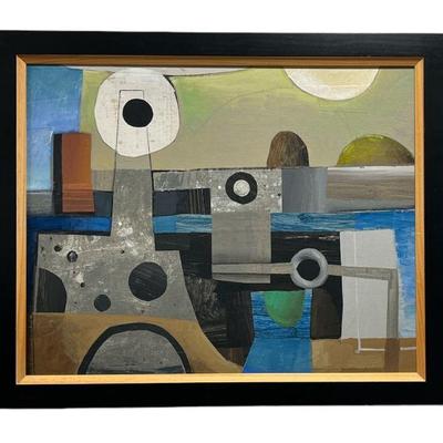 BRIAN OVERLEY Abstract Oil on Board