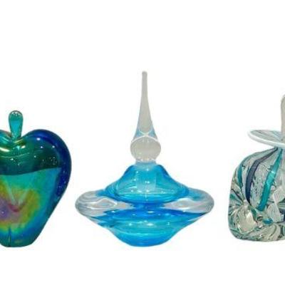 Collection French, Signed Post Modern Art Glass Perfume Bottles