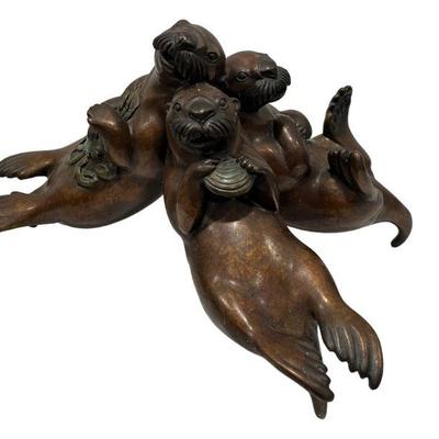 JACQUES & MARY REGAT 1996 Bronze Sea Otter Sculpture