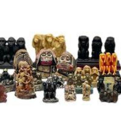 Large Collection Three Wise Monkeys Figurines