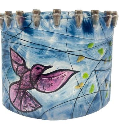 MARC CHAGALL Style Art Glass Menorah