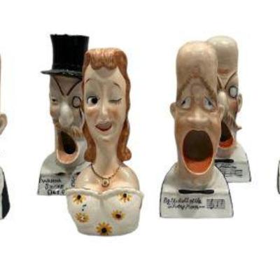 Collection Vintage Porcelain Smoking Head Ashtrays, SCHAFER & VATER