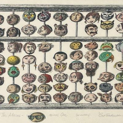 CURT FRANKENSTEIN "The Abacus-Minus One" Colored Etching