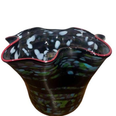 Spotted Italian Blown Art Glass Vase