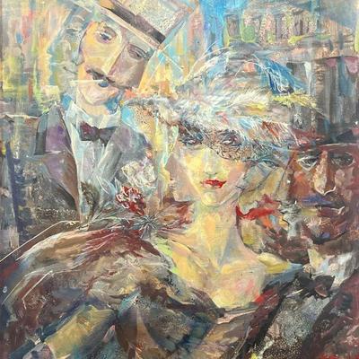ALEXANDER KAPLAN Two Men & Woman Oil on Canvas