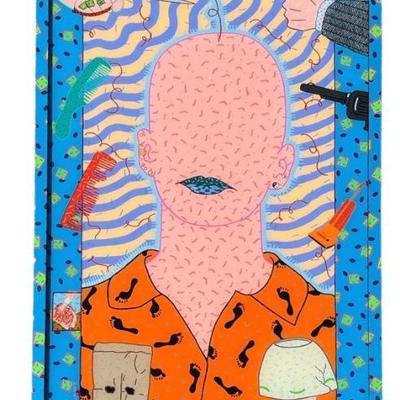 LEE GRANTHAM "Bad Hair Day" Acrylic on Plexiglass