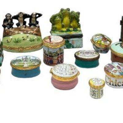 Collection Enamel, Porcelain Trinket Boxes, HALCYON DAYS, LIMOGES, CRUMMELS