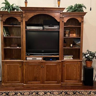 3 piece Oak entertainment center - $450
