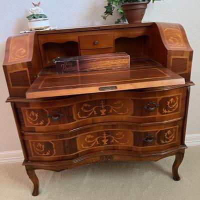 Italian Baroque style inlaid wood writing desk -  $375