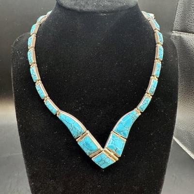 Taxco Turquoise Hinged Necklace 