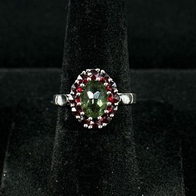 STERLING SILVER RING | Designed as a Sterling silver ring with mounted semi-precious stones, size 5.5, marked “925” total weight: 2.6g

