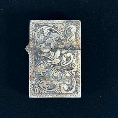 ANTIQUE 800 SILVER ZIPPO STYLE LIGHTER | Floral engraved 800 or Continental silver Zippo style lighter, marked on bottom "800"....
