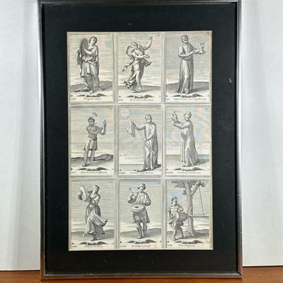 ANTIQUE MUSICAL INSTRUMENTS POSTER | Showing 9 frames of antique musical instruments from various cultures 17.5 x 11.5 in. sight. - l....