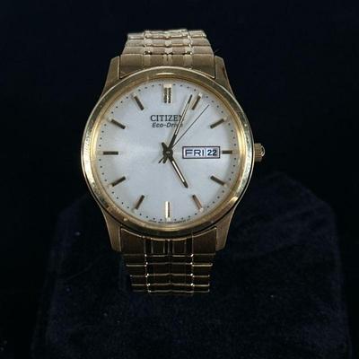 CITIZEN ECO-DRIVE WRISTWATCH | Citizen Eco-Drive 831030301 with champagne dial, flexible stainless steel band with extra links.

