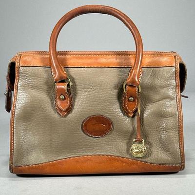DOONEY & BOURKE LEATHER PURSE | Dooney & Bourke All Weather Leather handbag with caramel leather trim & interior and...