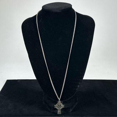 STERLING SILVER CELTIC CROSS | Sterling silver Celtic cross with sterling silver chain, engraved on back 