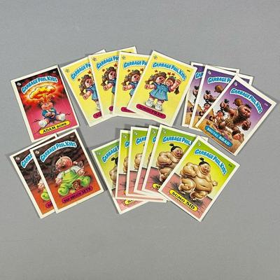(16pc) RARE GARBAGE PAIL KIDS TRADING CARDS | Including Adam Bomb (8a), 4 Schizo Fran (49b), 3 Brutal Brad (55b), 2 Bad Breath Seth...
