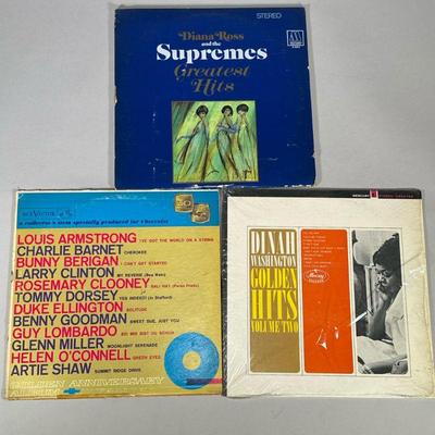 (3pc) Jazz Greatest Hits Album | Vinyl record albums including Diana Ross and The Supremes Greatest Hits (2-663), Dinah Washington Golden...