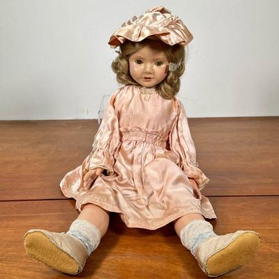EFFANBEE DOLL | Anne-Shirley weighted doll in pink dress. - h. 20 in

