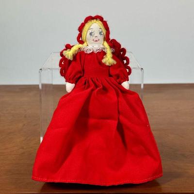 LITTLE RED RIDING HOOD DOLL | Two-sided red riding hood doll with reversible skirt and two-faced wolf/grandma face. - h. 8 in

