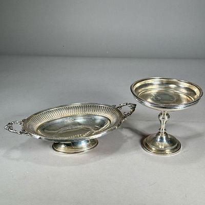 (2pc) ANTIQUE 800 SILVER BOWLS | Including a double-handled oval pedestal bowl and a compote, each with a fineness mark; together 16.6...