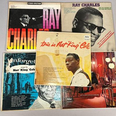 RAY CHARLES & NAT KING COLE RECORDS | Vinyl record albums including: Spotlight on Ray Charles (DLP-145), Ray Charles and the Sounds...