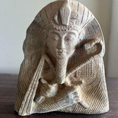 TTT311- Antique Egyptian Carved Gray Stone Pharaoh
