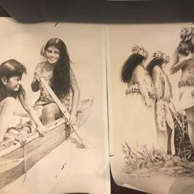 TTT179 - Pencil Sketches Tahiti Gerald Hausher Limited Edition Print