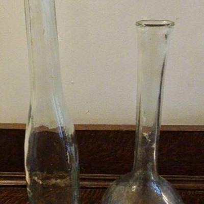 TTT296-Vintage Long Stemmed Glass Bottle And Vase
