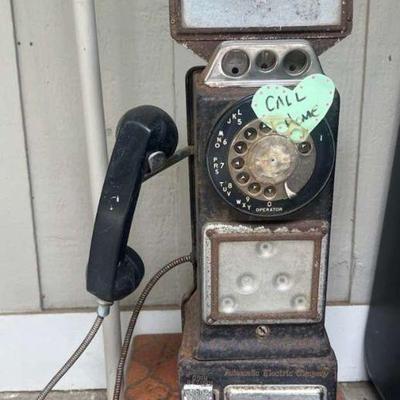 TTT356- Vintage GTE Automatic Electric Company 3 Coin Rotary Dial Pay Phone 