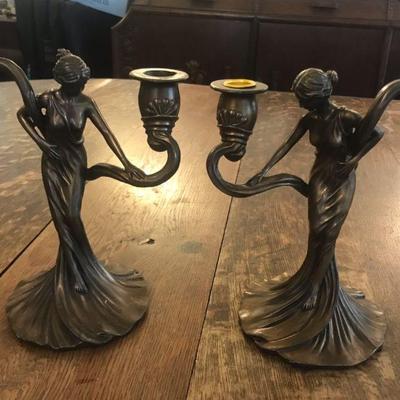 TTT353 - Pair of Vintage "Art Nouveau" Candlesticks 