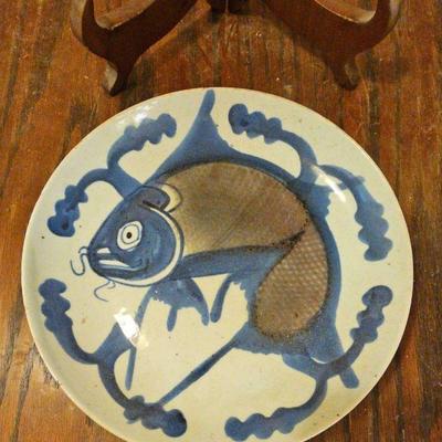 TTT532-Early 1900s Chinese Porcelain Koi Fish Plate 