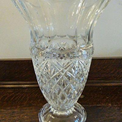 TTT251-Towle Czech Republic Clear Cut Lead Crystal Large Footed Vase