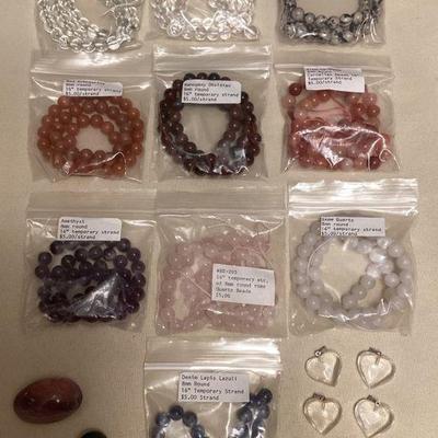 TTT509 Various 8mm Round Polished Stone Beads, Heart Pendants & More!