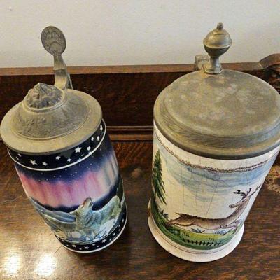 TTT145- Pair of Collectible Ceramic/Pewter Beer Steins