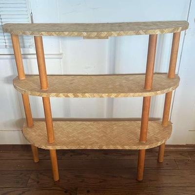 TTT328-(3) Tier Wooden Woven/Lauhala Shelving Unit 