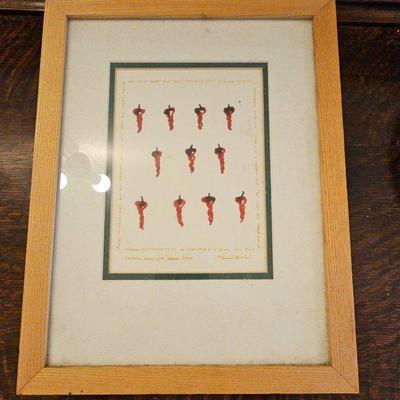 TTT273-Playful Print Of Red Peppers, Framed