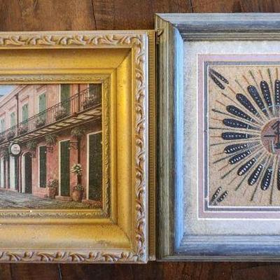 TTT362 Framed Navajo Sand Painting & Pat O’Briens New Orleans Print.