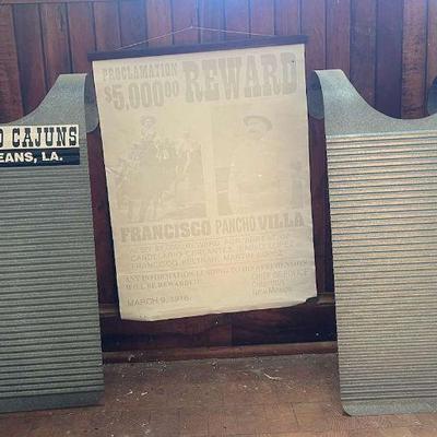 TTT477- (2) Steel Rub board Percussion Instrument & Vintage Wanted Poster