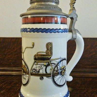 TTT200-Vintage Collectible Lithophane Stein Commerating 100 Jahre Automobil