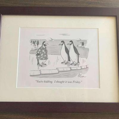 TTT149 Framed Leo Cullum Cartoon Print from the New Yorker 1998 It's Aloha Friday!