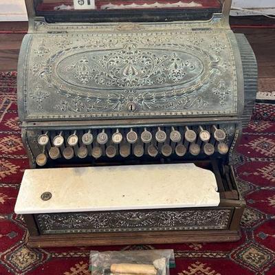 TTT069 Antique? National Metal Cash Register 